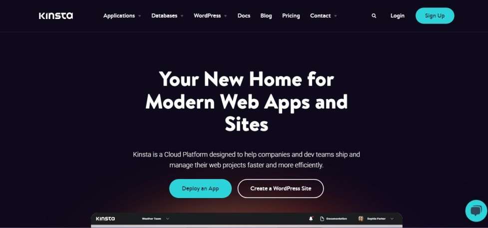 screenshot kinsta website header 