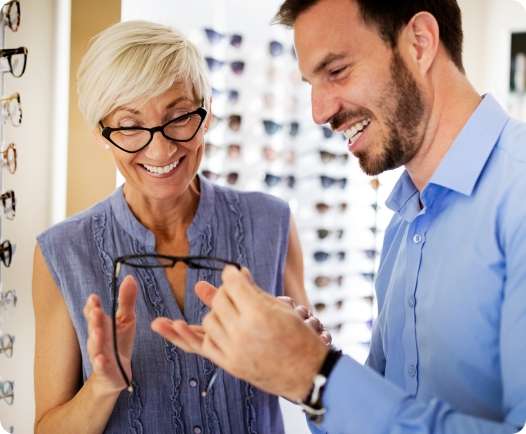 stock image of a woman choosing new glasses