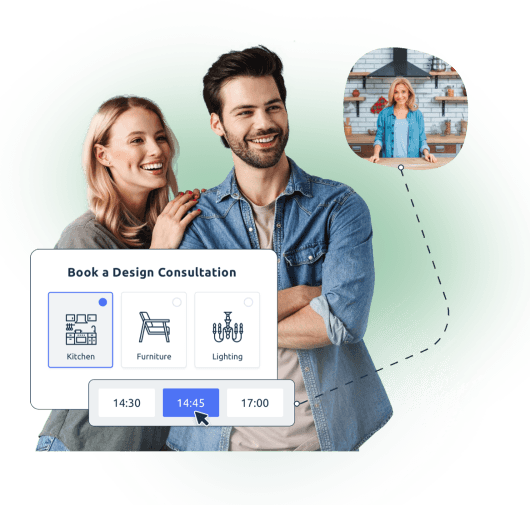 a couple booking a personal design kitchen consultation using timify 
