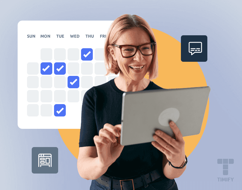 a woman booking at her weekly schedule using the TIMIFY Calendar