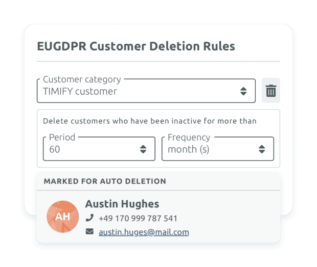 Automated customer deletion rules