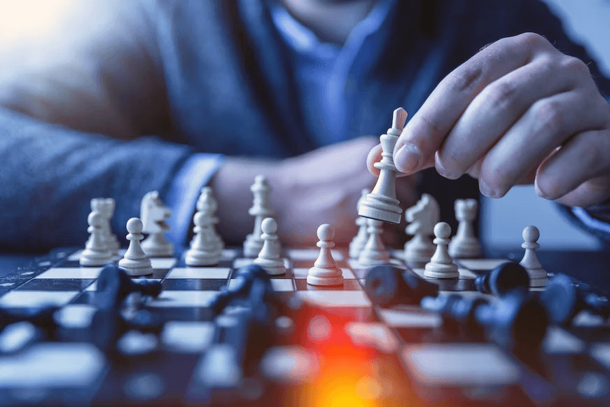 stock image of a person playing chess 