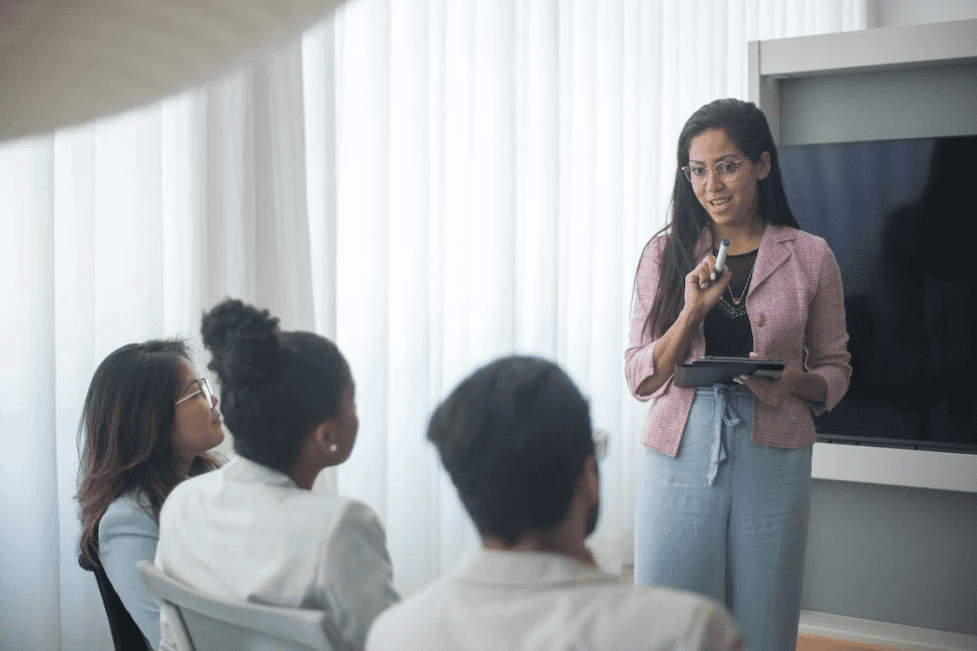 stock image of some women having a meeting 