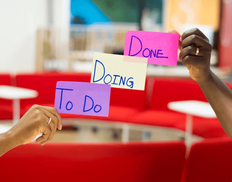 stock image with the words to do, doing, and done 