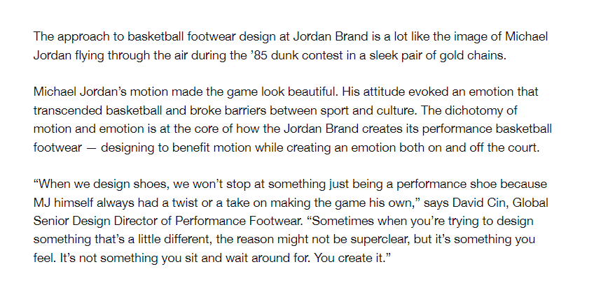 extract of an article promoting the nike Jordan brand 