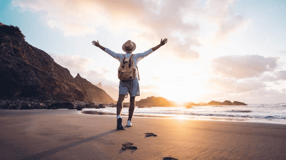 stock image of a man on the beach 