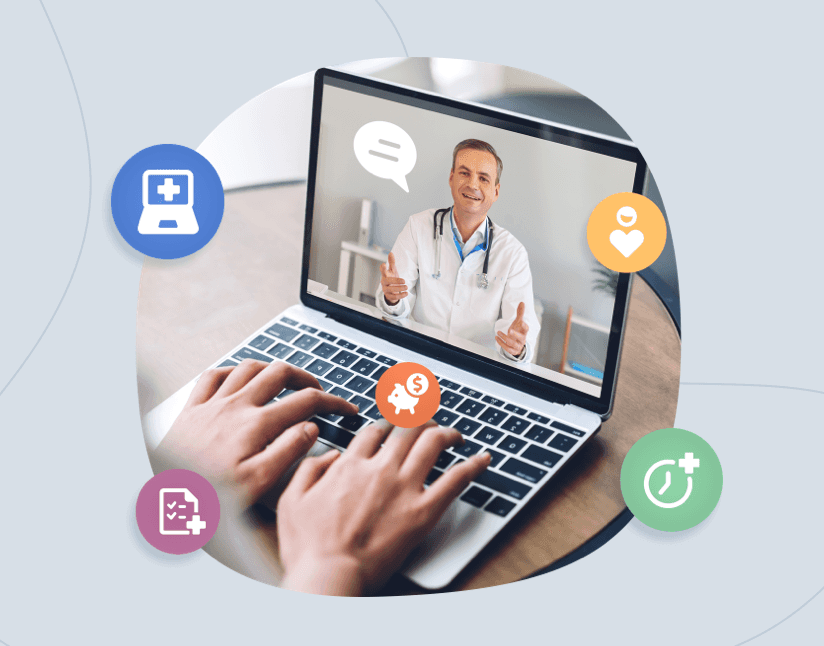 a doctor consulting a patient online 