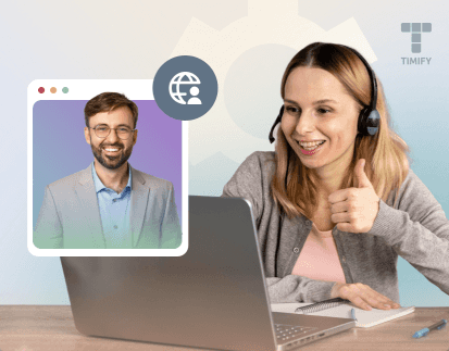 woman at the computer having a virtual meeting