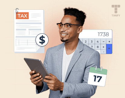 a man looking at a tablet planning the payment of taxes