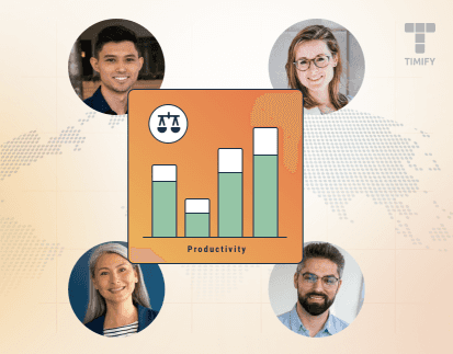 icons with people connected by a productivity chart