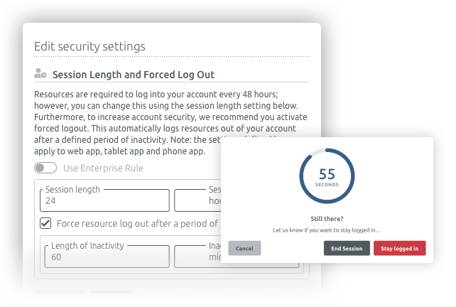 TIMIFY Session Length and Idle Log Out for Inactive Users Core Product